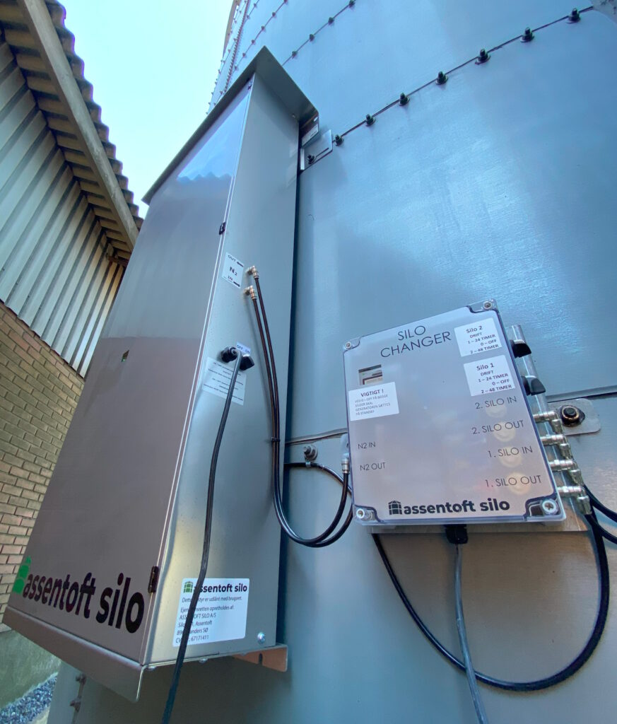 Nitrogenanlæg med omskifterboks til flere gastætte siloer